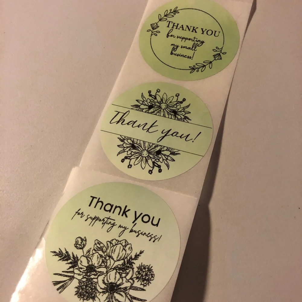 30 Custom Floral Thank You Stickers Set